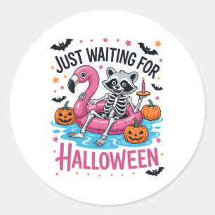 Wachten op Halloween Racoon Ronde Sticker