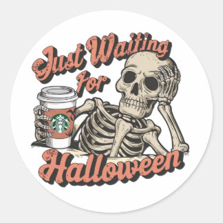 WACHTEN OP HALLOWEEN RONDE STICKER
