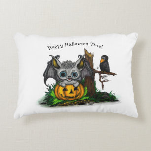 Wachten op Halloween, Schattige Bat en Raven Accent Kussen