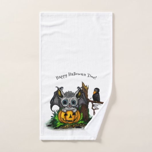 Wachten op Halloween, Schattige Bat en Raven Bad Handdoek (Handdoek)