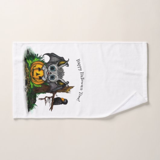 Wachten op Halloween, Schattige Bat en Raven Bad Handdoek (Handdoek)