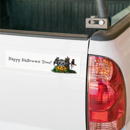 Wachten op Halloween, Schattige Bat en Raven Bumpersticker (Op Truck)