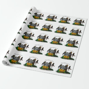 Wachten op Halloween, Schattige Bat en Raven Cadeaupapier