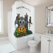 Wachten op Halloween, Schattige Bat en Raven Douchegordijn (In situ)