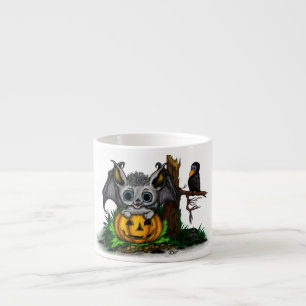 Wachten op Halloween, Schattige Bat en Raven Espresso Kop