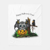 Wachten op Halloween, Schattige Bat en Raven Fleece Deken (Voorkant)