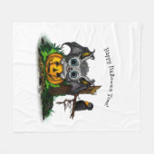 Wachten op Halloween, Schattige Bat en Raven Fleece Deken (Voorkant (Horizontaal))