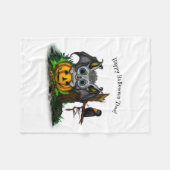 Wachten op Halloween, Schattige Bat en Raven Fleece Deken (Voorkant (Horizontaal))