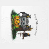 Wachten op Halloween, Schattige Bat en Raven Fleece Deken (Voorkant (Horizontaal))