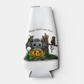 Wachten op Halloween, Schattige Bat en Raven Flesjeskoeler (Voorkant)
