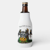 Wachten op Halloween, Schattige Bat en Raven Flesjeskoeler (Fles Voorkant)