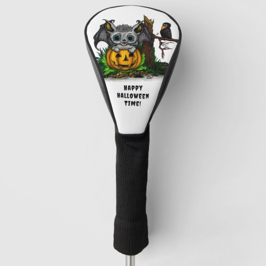 Wachten op Halloween, Schattige Bat en Raven Golfheadcover (Voorkant)