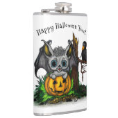 Wachten op Halloween, Schattige Bat en Raven Heupfles (Rechts)