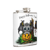 Wachten op Halloween, Schattige Bat en Raven Heupfles (Rechts)