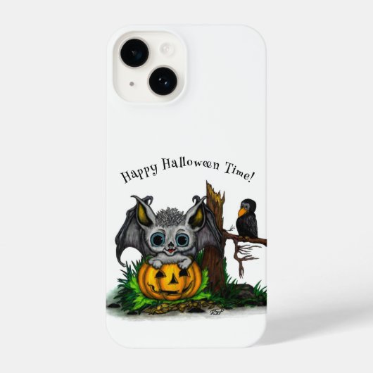 Wachten op Halloween, Schattige Bat en Raven iPhone Hoesje (Achterkant)