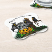 Wachten op Halloween, Schattige Bat en Raven Kartonnen Onderzetters (Gekanteld)