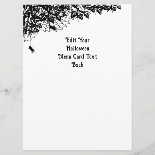 Wachten op Halloween, Schattige Bat en Raven Menu (Achterkant)