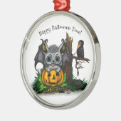 Wachten op Halloween, Schattige Bat en Raven Metalen Ornament (Links)