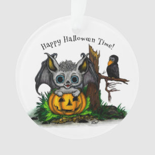 Wachten op Halloween, Schattige Bat en Raven Ornament