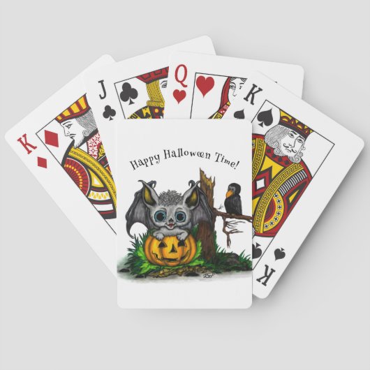 Wachten op Halloween, Schattige Bat en Raven Pokerkaarten (Achterkant)