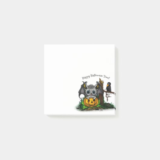 Wachten op Halloween, Schattige Bat en Raven Post-it® Notes (Voorkant)