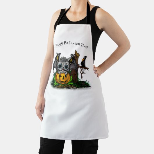 Wachten op Halloween, Schattige Bat en Raven Schort (Insitu)