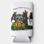 Wachten op Halloween, Schattige Bat en Raven Seltzer Blikjeskoeler (Achterkant)