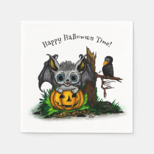 Wachten op Halloween, Schattige Bat en Raven Servet