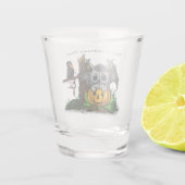 Wachten op Halloween, Schattige Bat en Raven Shot Glas (Achterkant)