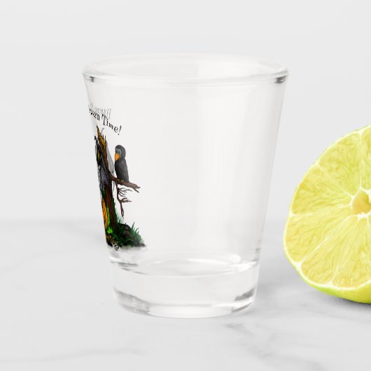 Wachten op Halloween, Schattige Bat en Raven Shot Glas (Rechts)