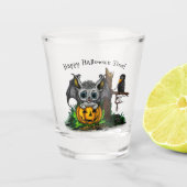 Wachten op Halloween, Schattige Bat en Raven Shot Glas (Voorkant)