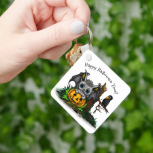 Wachten op Halloween, Schattige Bat en Raven Sleutelhanger