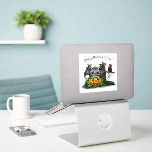 Wachten op Halloween, Schattige Bat en Raven Sticker