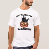 Wachten op Halloween Schattige Cat & Jack O' Lant T-shirt (Voorkant)