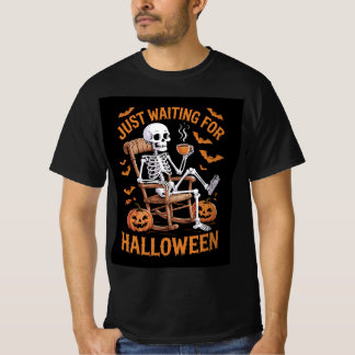 Wachten op Halloween Skelet Griezelig Seizoen T-shirt