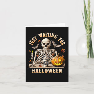 Wachten op Halloween Skeleton Coffee Spooky Kaart
