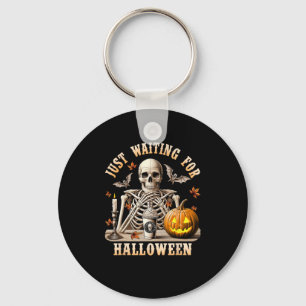 Wachten op Halloween Skeleton Coffee Spooky Sleutelhanger