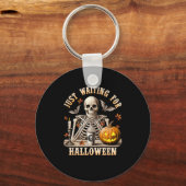 Wachten op Halloween Skeleton Coffee Spooky Sleutelhanger (Voorkant)