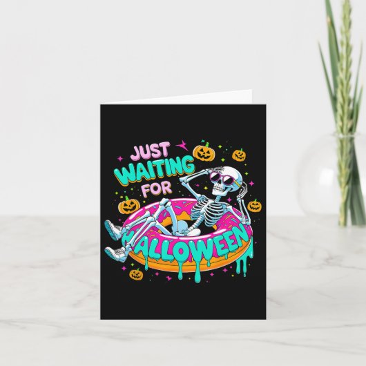 Wachten op Halloween Skeleton Donut Summerwe Kaart (Voorkant)