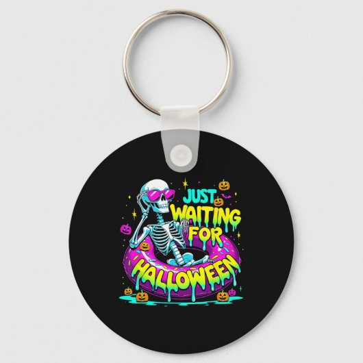 Wachten op Halloween Skeleton Donut Summerwe Sleutelhanger (Voorkant)