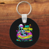 Wachten op Halloween Skeleton Donut Summerwe Sleutelhanger (Voorkant)