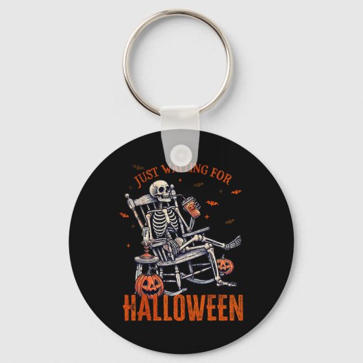 Wachten op Halloween Skeleton Halloween Part Sleutelhanger (Voorkant)