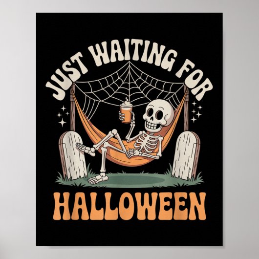 Wachten op Halloween Skeleton Halloween Quot Poster (Voorkant)
