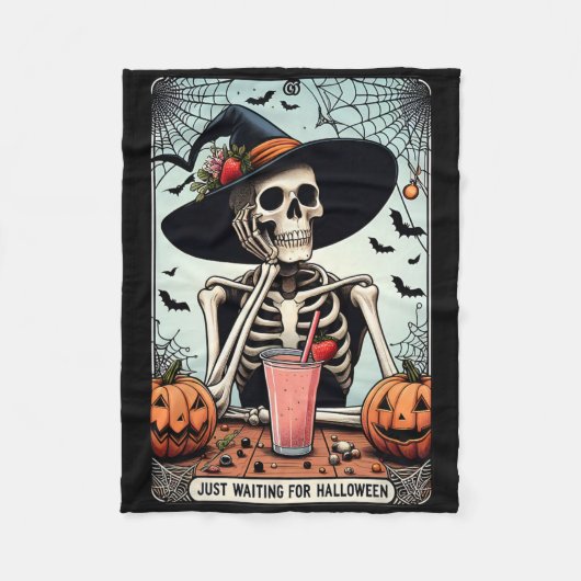 Wachten op Halloween Skeleton Pet heksen Fleece Deken (Voorkant)