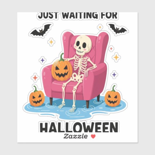 Wachten op Halloween Skeleton Sticker (Vel)