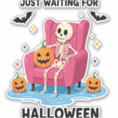 Wachten op Halloween Skeleton Sticker (Voorkant)