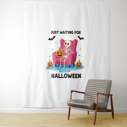 Wachten op Halloween Skeleton Wandkleed (In situ)