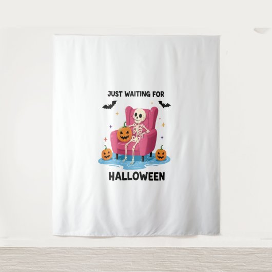 Wachten op Halloween Skeleton Wandkleed (Voorkant)