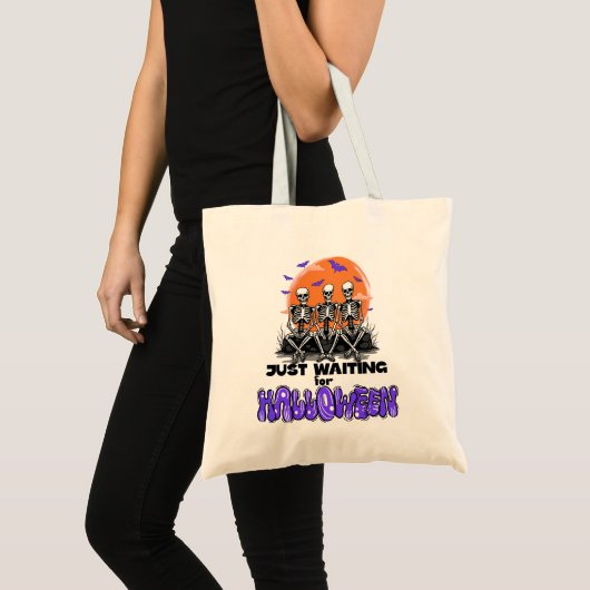 Wachten op Halloween, Spooky Skeleton Schattige Tote Bag (Voorkant (product))