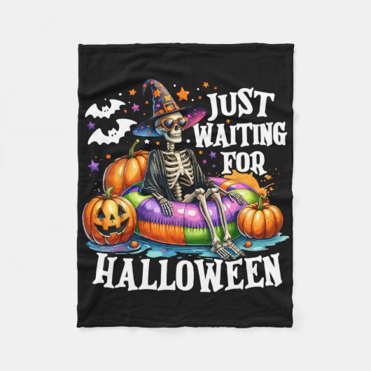 Wachten op Halloween Spooky Skeleton Summer Fleece Deken (Voorkant)
